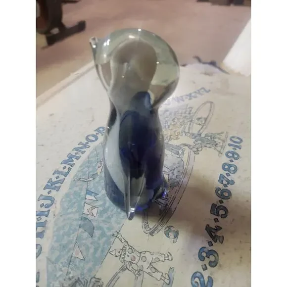 Cobalt Blue And Clear Glass Penguin - Picture 2 of 6